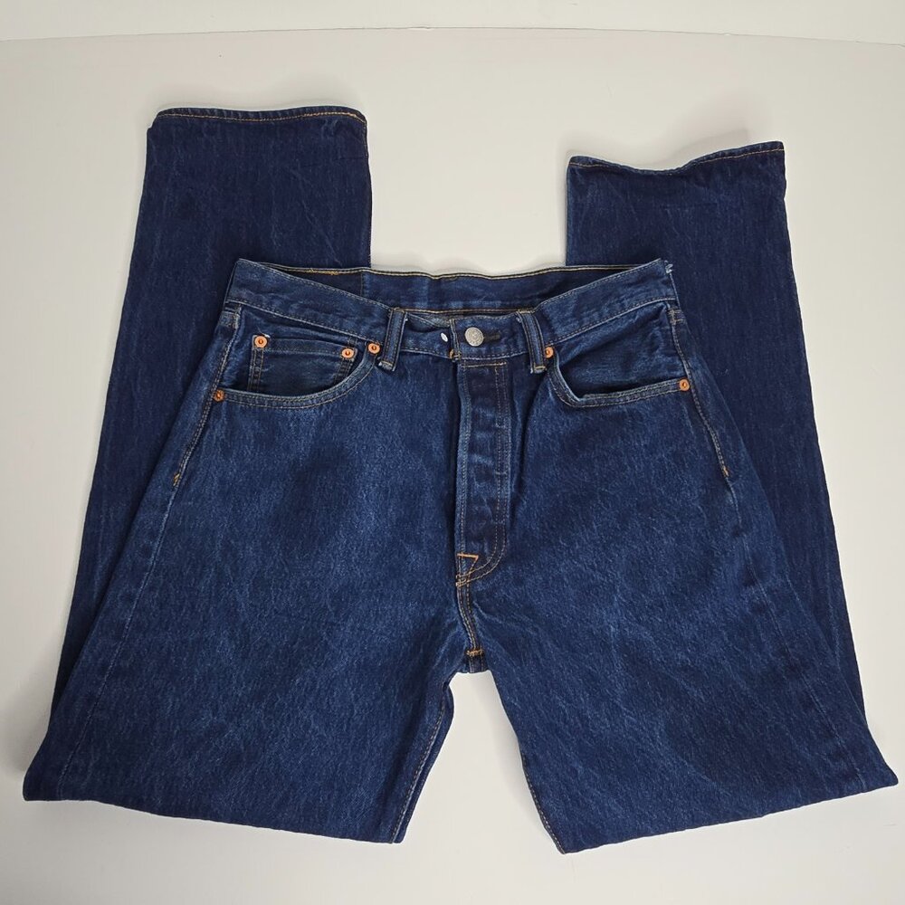 Levi's Jeans Mens 33x34 Blue 501 Straight Fit Denim Cotton Button Fly Act 30x30